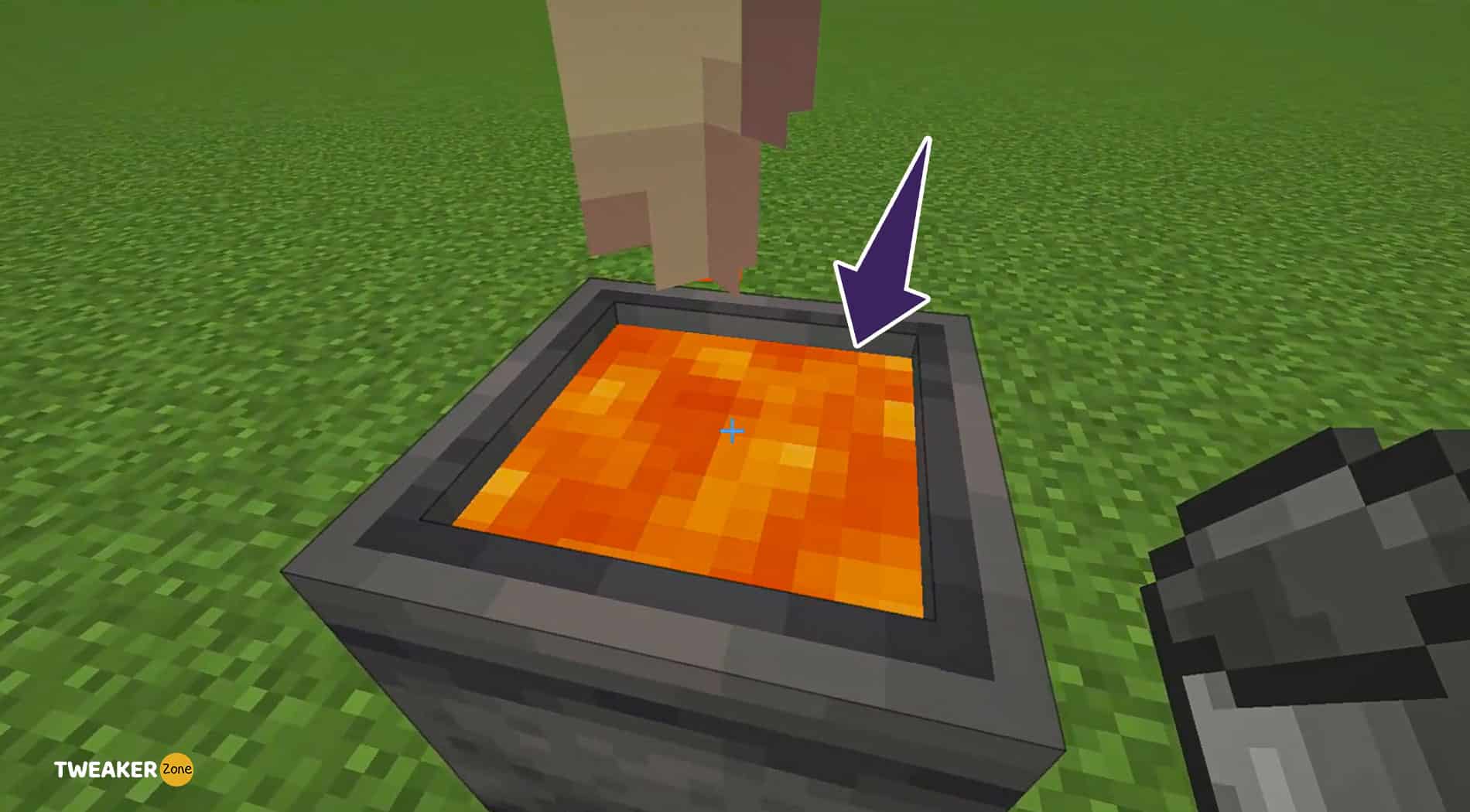 Once the cauldron is filled with molten lava, you can collect and use it.
