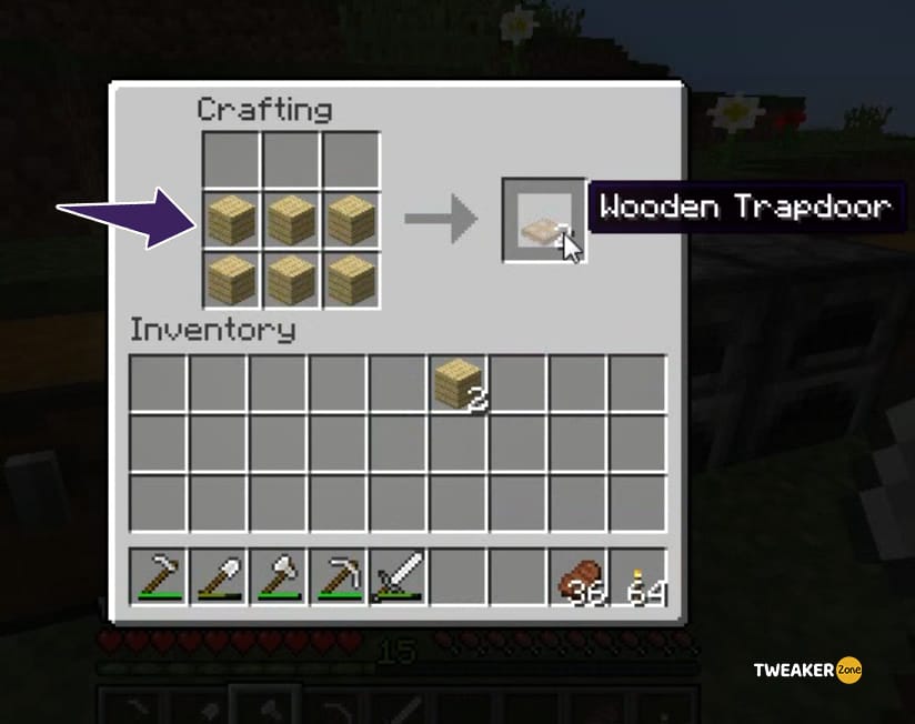 Add Wood Planks To Making Wooden Trapdoor
