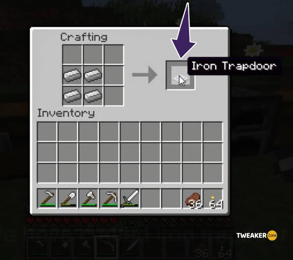 Add the Ingredients for making Iron trapdoor