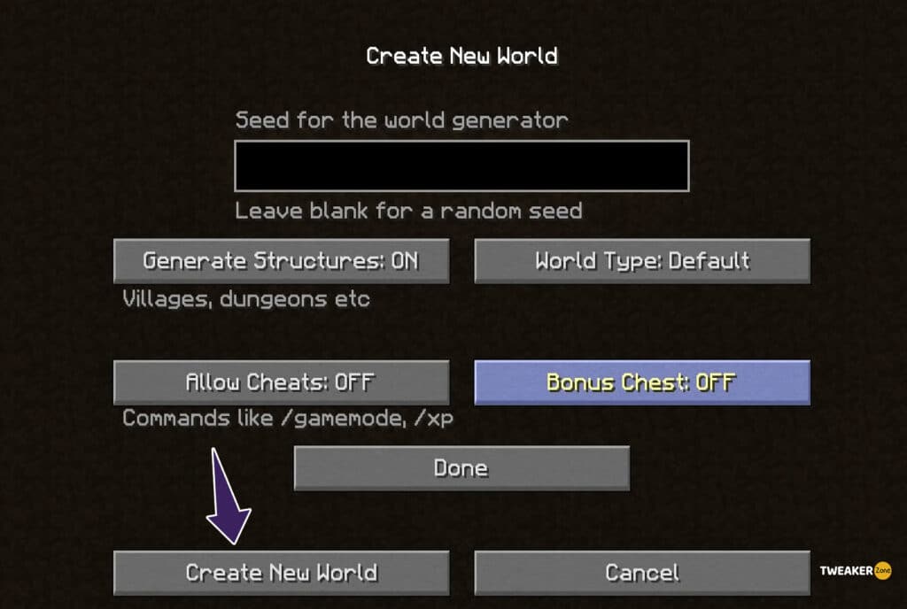 Create New World In Minecraft