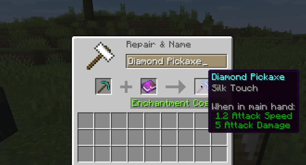 enchanted silk touch tool in Minecraft