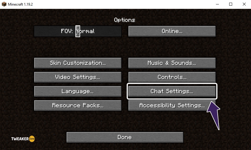 Minecraft Chat Settings