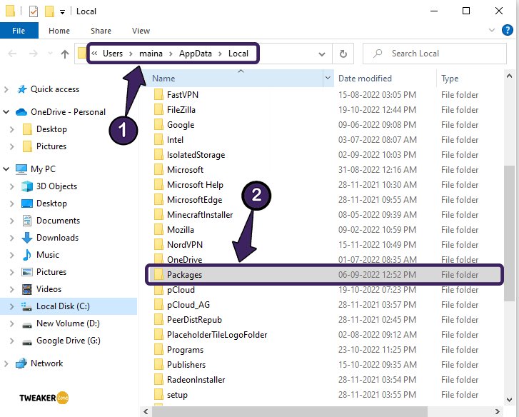 windows Packages folder