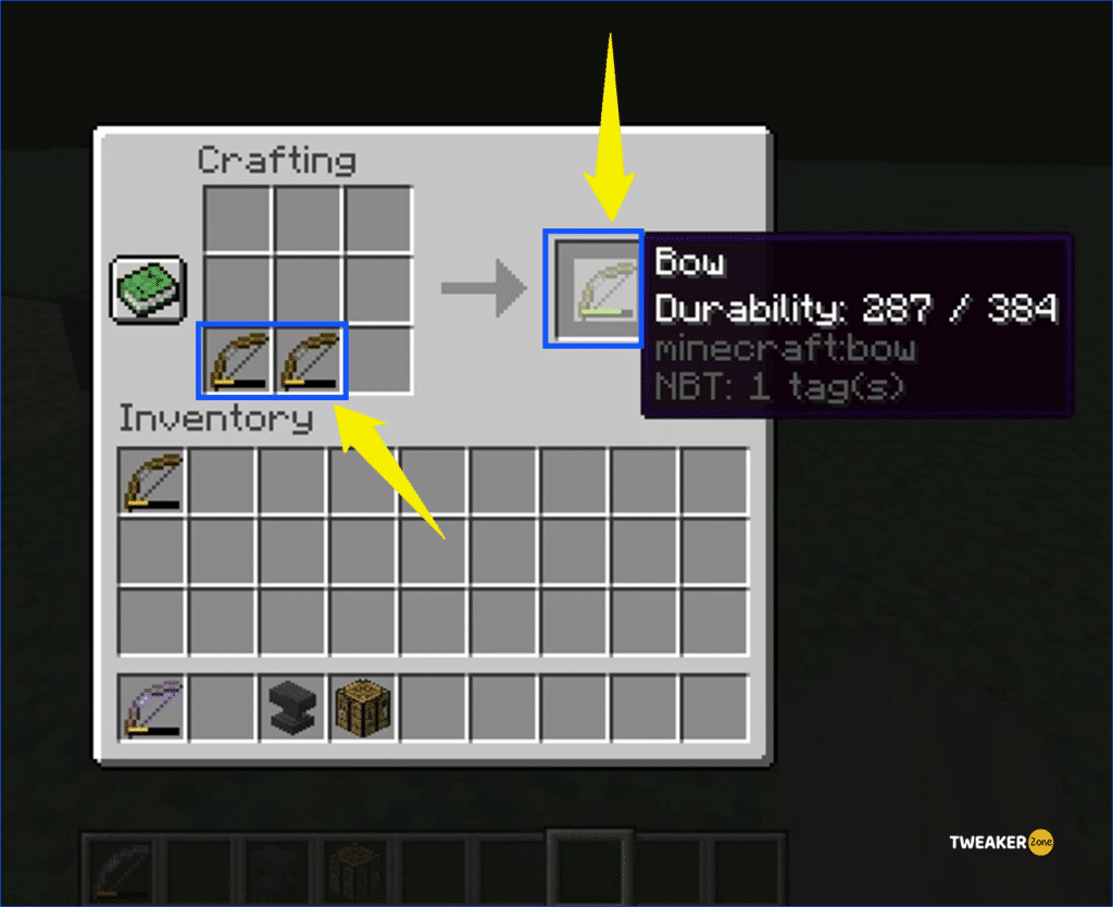 Bow Repairing on Crafting Table