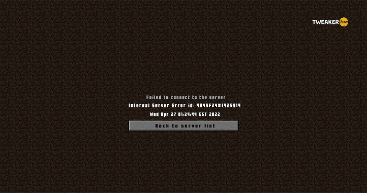 Internal Server Error In Minecraft