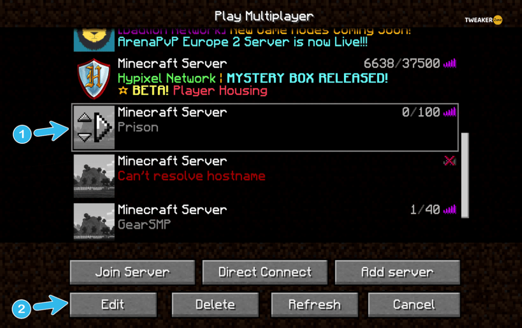 Minecraft server edit