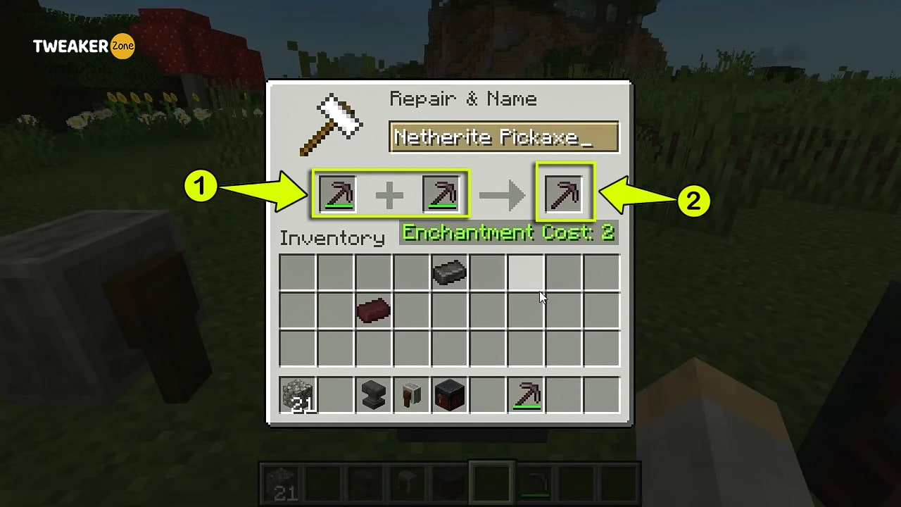 Repair A Netherite Pickaxe In Minecraft