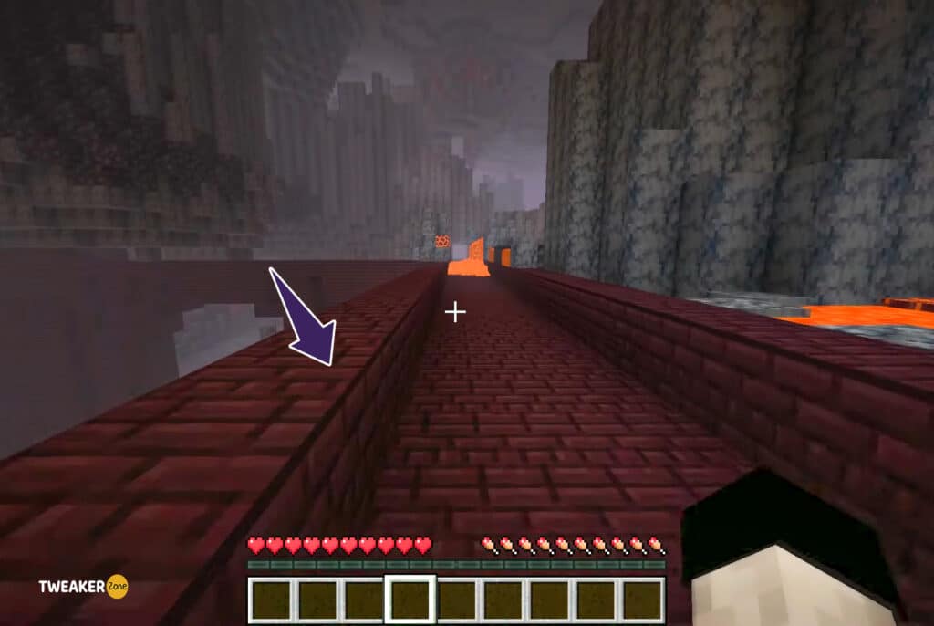 find nether fortress on Bridge Over Lava Sections 